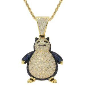 Gold-Plated Snorlax Iced Out Pendant Necklace
